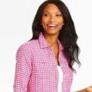 Talbots Linen Gingham Blouse SZ M Petite